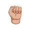 Hand gestures, great design for any purposes. Fist male. Gesture line icon. Human vector gestures. White background.