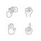 Hand gestures linear icons set