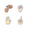Hand gestures RGB color icons set