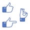 Hand gesturing. Thumbs up and thumbs down. Like and dislike icons for social network. Ok sign. Vector illustration