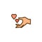 Hand gives heart flat icon