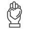 Hand giving heart line icon, LGBT love concept, LGBT give heart sign on white background, love symbol on palm icon in