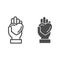 Hand giving heart line and solid icon, LGBT love concept, LGBT give heart sign on white background, love symbol on palm