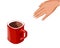 Hand goes to the red cup