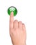 Hand and green button