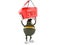 Hand grenade character holding shopping basket