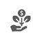 Hand growing money plant filled icon