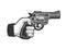 hand with gun pistol sketch vector illustration