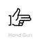 Hand gun shot icon. Editable line vector.