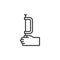 Hand with hacksaw line icon