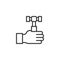 Hand with hammer outline icon