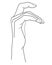 Hand. Hand with bent fingers - vector linear illustration for coloring. Woman`s brush. Outline.