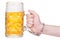 Hand handcuffed to a beer mug