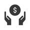 Hand handle or carrying money, bank and financial related icon