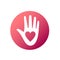 Hand with heart in a circle, symbol of peace, help, cooperation or charity and volunteering