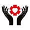 Hand with heart and emergency symbol vector symbol.