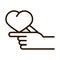 Hand with heart help charity donation and love line icon