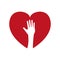 Hand heart human help gesture fingers palm icon. Vector graphic