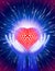 Hand Heart Light Beam Magic Power Love Background Blue