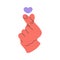 Hand with heart symbol, korean love sign. Communication gesture fingers