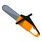 Hand held chainsaw saw icon, cartoon style