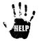 Hand with help text