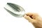 Hand hold aluminum scoop ice isolated