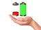 Hand hold battery icon with colorful charge level