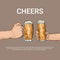 Hand Hold Beer Glass Mug Cheers Oktoberfest Festival Banner Sketch