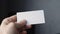 Hand hold blank plain white business card design mockup. Clear calling cards mock up template holding arm. Generative AI