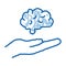 hand hold brain doodle icon hand drawn illustration