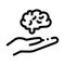 Hand hold brain icon vector outline illustration