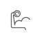 Hand hold dumbbell line icon