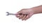 Hand hold fix wrench on white background