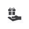 Hand hold gift box vector icon