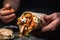 hand hold juicy meat shawarma generative ai