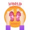 Hand Hold Kidney Health World Day Global Holiday Banner Greeting Card