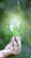 Hand hold the light bulb, green energy innovation  , Idea nature conservation and saving energy concept.sustainable development.