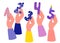 Hand hold numbers. Holiday numbers for birthday and party. Votes jury judges of tournament or contest. Hand Drawn Cartoon Vector