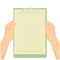 Hand hold paper clipboard vector