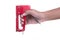 Hand hold red tacker white background
