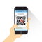 Hand Hold Smart Phone Scanning scan code Icon Barcode Scan With Telephone