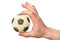 Hand hold soccer ball