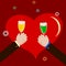 Hand hold a soft drink for celebrating and have fun.with Valentine