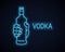 Hand hold vodka bottle neon sign. Holding a vodka