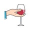 Hand hold wine. Male hand holding wine glass