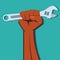 Hand holding adjustment wrench isolated for worker symbol concept vector illustration