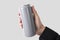 Hand Holding Aluminum can for mockup template advertising