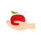 hand holding apple fruit