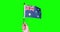 Hand holding an Australian flag in studio